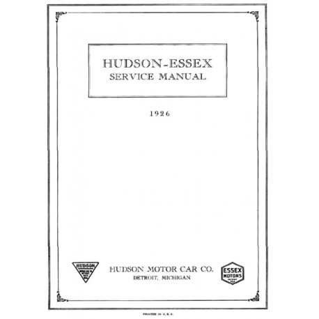 Hudson 1926 Shop Manual
