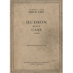 Hudson 1927 42 Numerial Parts Price Catalog