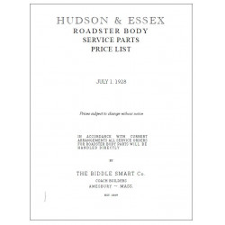 Hudson 1928 Roadster Body Parts List