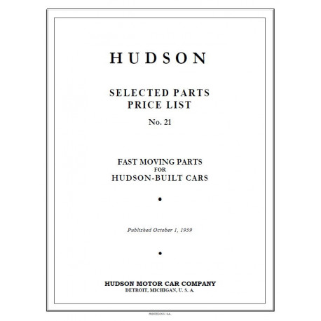 Hudson 1929 39 Price List No 21