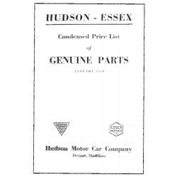 Hudson 1929 Condensed Parts Price List