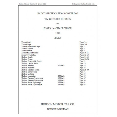 Hudson 1929 March Paint Spec