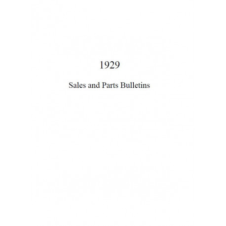 Hudson 1929 Sales Parts Bulletins