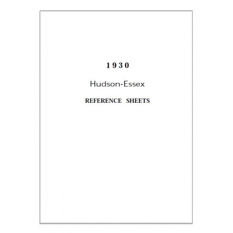 Hudson 1930 Reference Sheets