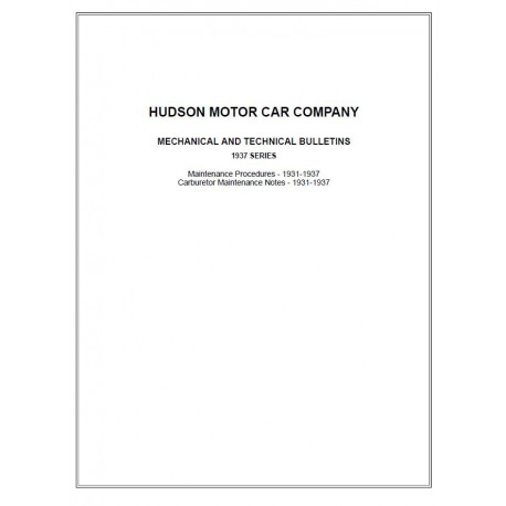 Hudson 1931 37 Mechanical And Technical Bulletins