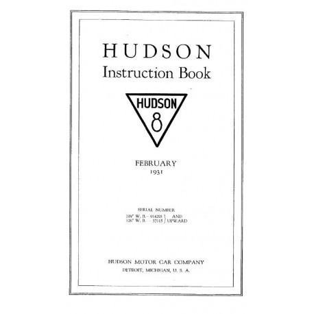 Hudson 1931 8 Instruction Book
