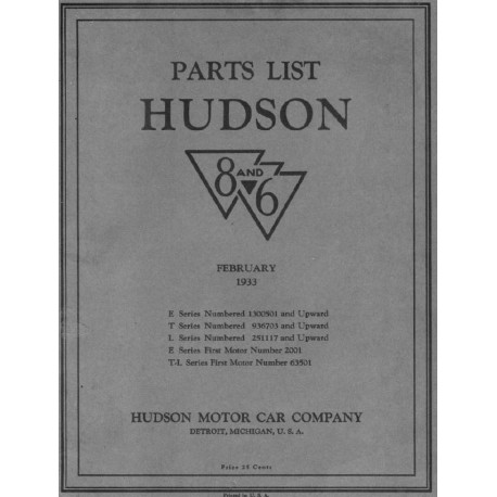 Hudson 1933 6 8 Parts List