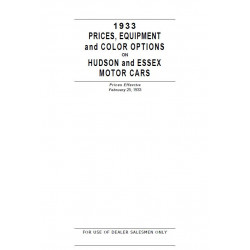 Hudson 1933 Prices Equipment Color Options