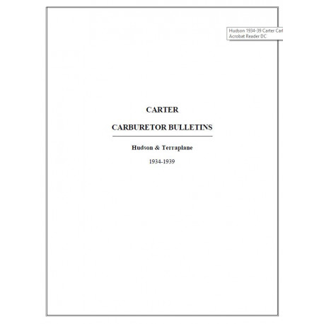 Hudson 1934 39 Carter Carburetor Bulletins