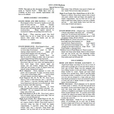 Hudson 1935 42 Service Notes