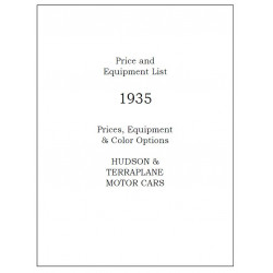 Hudson 1935 Price Equipment List