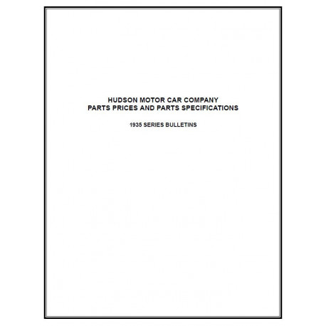 Hudson 1935 Series Parts Prices Specs