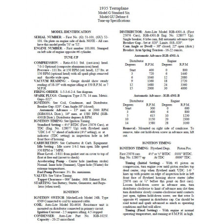 Hudson 1935 Terra Tune Up Specs