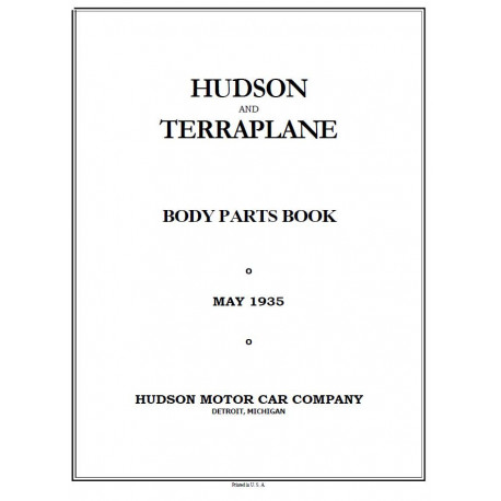 Hudson 1935 Terraplane Body Parts Book