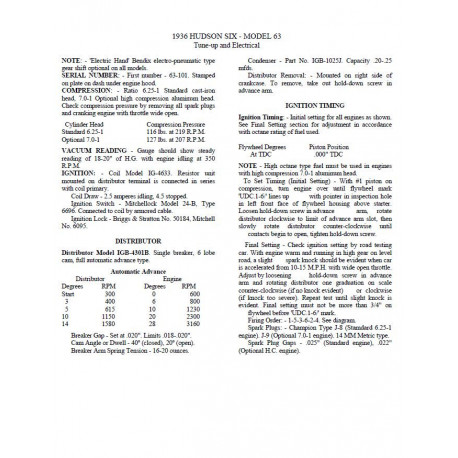 Hudson 1936 63 Electrical Tune Up