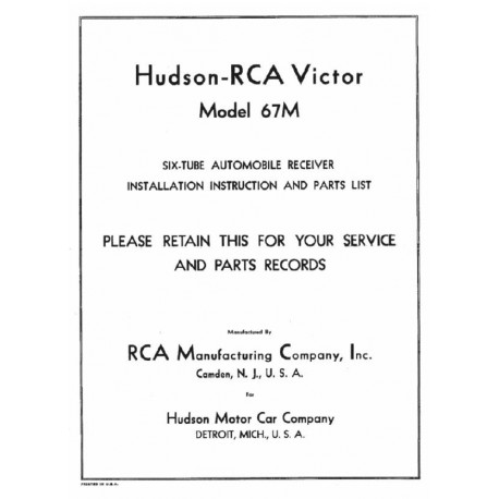 Hudson 1937 Rca Model 67 M Install Instructions