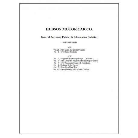 Hudson 1938 39 General Accessory And Information Bulletins