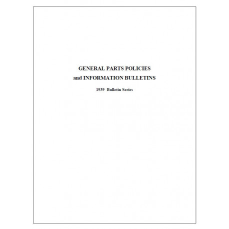 Hudson 1939 General Parts Policies Info Bulletins