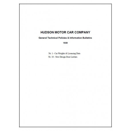 Hudson 1939 General Tech Policies Info Bulletins
