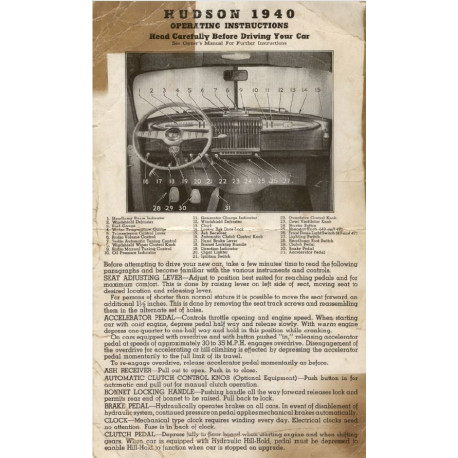Hudson 1940 Operating Inst