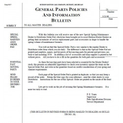 Hudson 1940 Series General Parts Policies Info Bulletins
