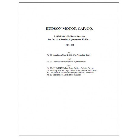 Hudson 1942 44 Bulletin Service Station Agreement Holders