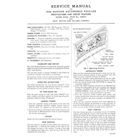 Hudson 1946 Radio Service Manual