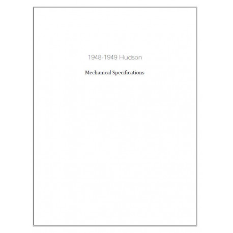 Hudson 1948 49 Mechanical Specifications