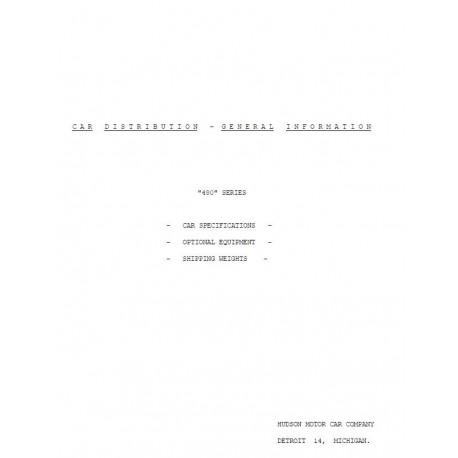 Hudson 1948 Car Distribution General Information