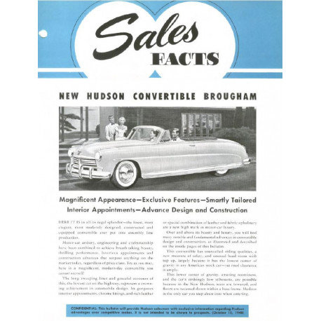 Hudson 1948 Sales Facts October Convertible Brougham