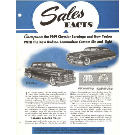 Hudson 1949 July Vs Chrysler Saratoga New Yorker