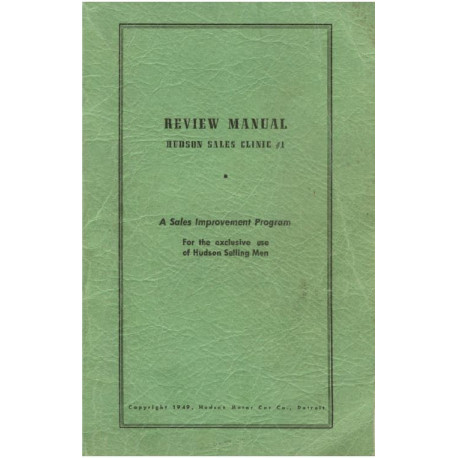 Hudson 1949 Sales Clinic 1 Review Manual