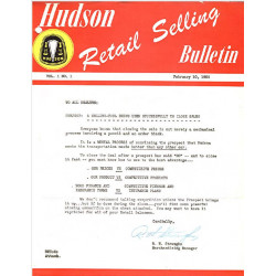 Hudson 1950 Retail Selling Bulletins