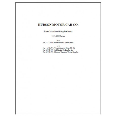 Hudson 1951 52 Parts Merchandising Bulletins