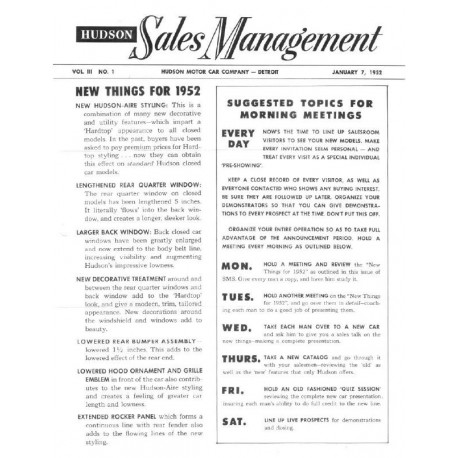 Hudson 1952 Sales Management Bulletins