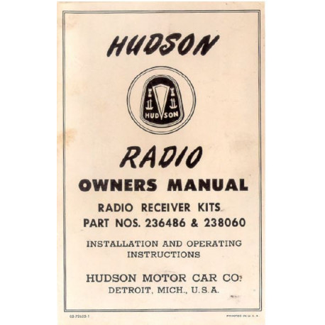 Hudson 1953 Sylvania Radio Owners Manual