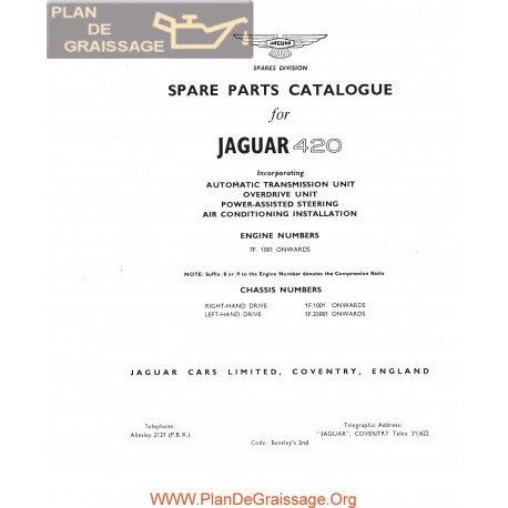 Jaguar 420 Spare Parts Catalogue