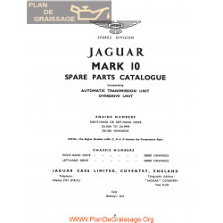 Jaguar Mark 10 Spare Parts Catalogue