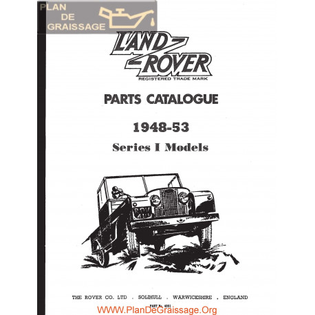 Land Rover Series I 1948 1953 Parts Catalogue