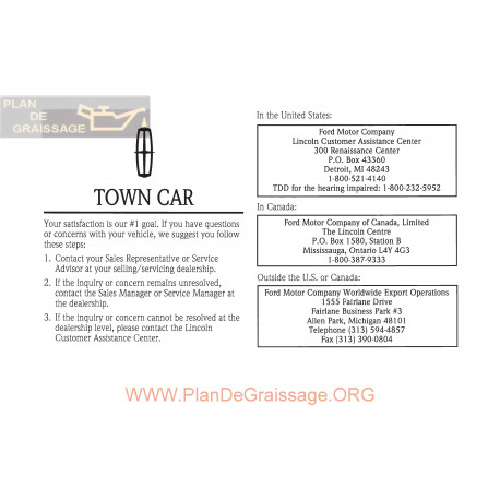 Lincoln 1997 Towncar User Manual