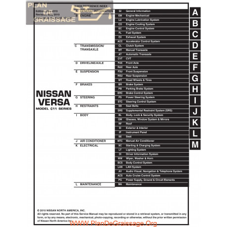 Nissan Versa 2011 C11 Service Repair Manual