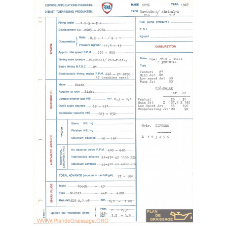 Opel Kapitain A Admiral 2600 2800 1967 Fina