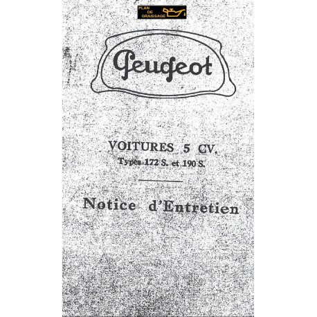 Peugeot 172 190 S 5cv Notice Entretien