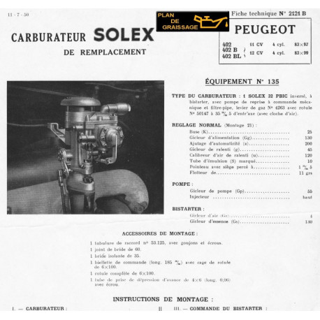 Peugeot 402 B Bl Montage Carburateurs Solex