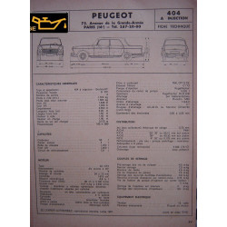 Peugeot 404 A Injection Fiche
