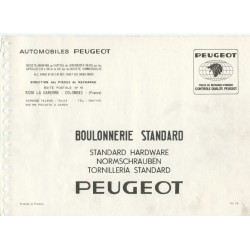 Peugeot 404 Catalogue Boulonnerie Standard
