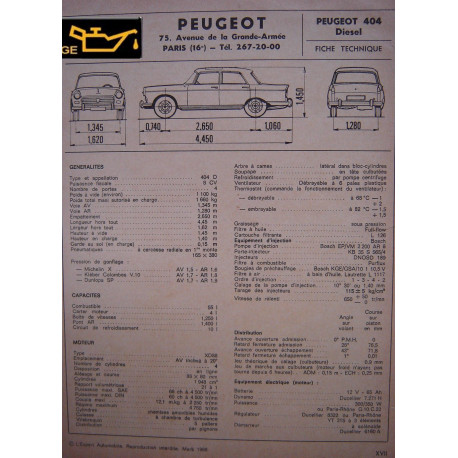 Peugeot 404 Diesel Fiche