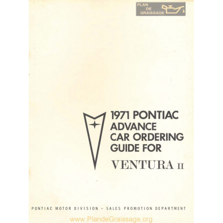 Pontiac Advance Ordering Ventura Ii 1971