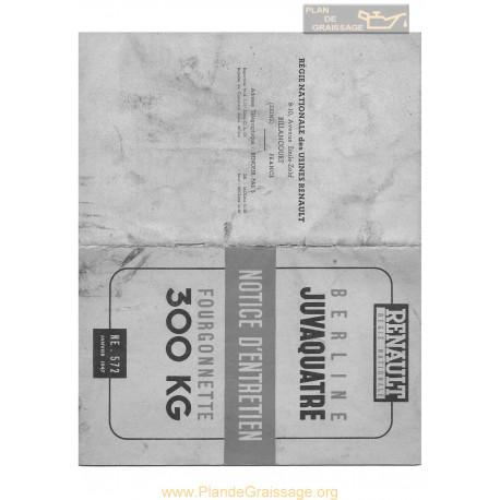 Renault Berline Juvaquatre Notice Entretien1947