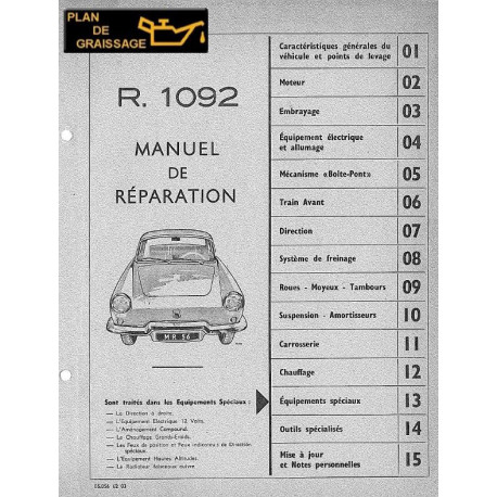 Renault Floride R1092 Mr56 Manuel Reparation